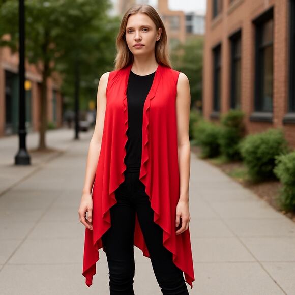 Jenna Beths NWT Cover Up Cardigan Open Front Hi Lo Hem Sleeveless OSFM Boho Chic - Picture 1 of 9